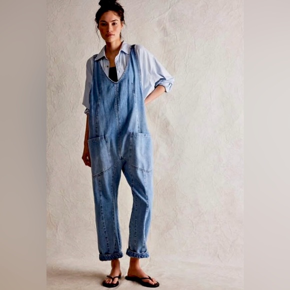 Free People Denim - FREE PEOPLE High Roller Denim Jumpsuit Overalls